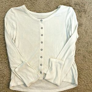American Eagle White Long Sleeve Top Size XS Rib Womens